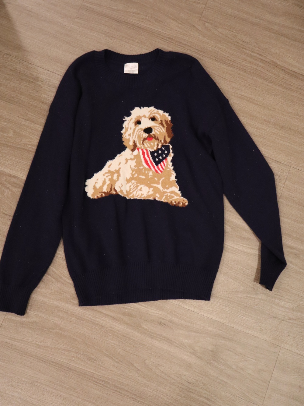 Zoe + Liv Navy Knit Sweater with Dog Motif